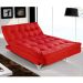 Sofá-Cama 3 Lugares Casal Versátil Veludo Liso Vermelho