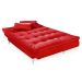 Sofá-Cama 3 Lugares Casal Versátil Veludo Liso Vermelho