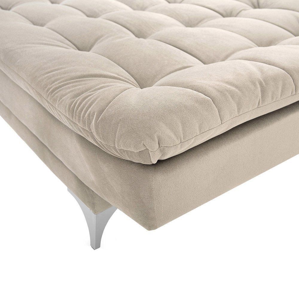 Sofá Cama 3 Lugares Pratic Veludo Liso Areia - Império Estofados 