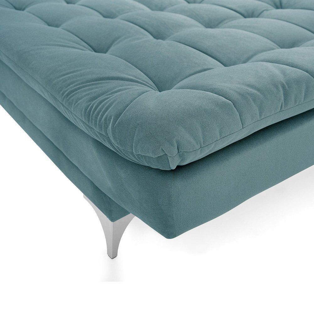 Sofá Cama 3 Lugares Pratic Veludo Liso Azul Turqueza - Império Estofados