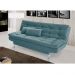 Sofá Cama 3 Lugares Pratic Veludo Liso Azul Turqueza - Império Estofados
