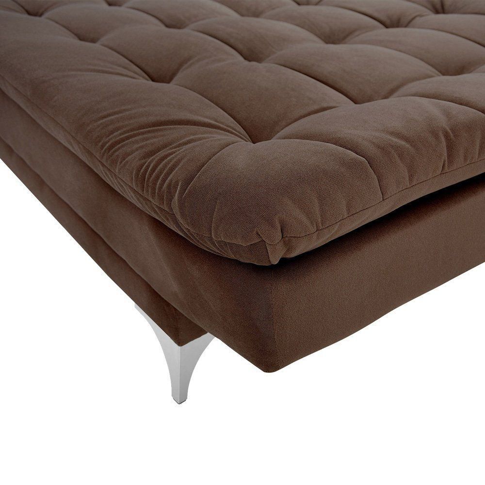 Sofá Cama 3 Lugares Pratic Veludo Liso Marrom - Império Estofados 