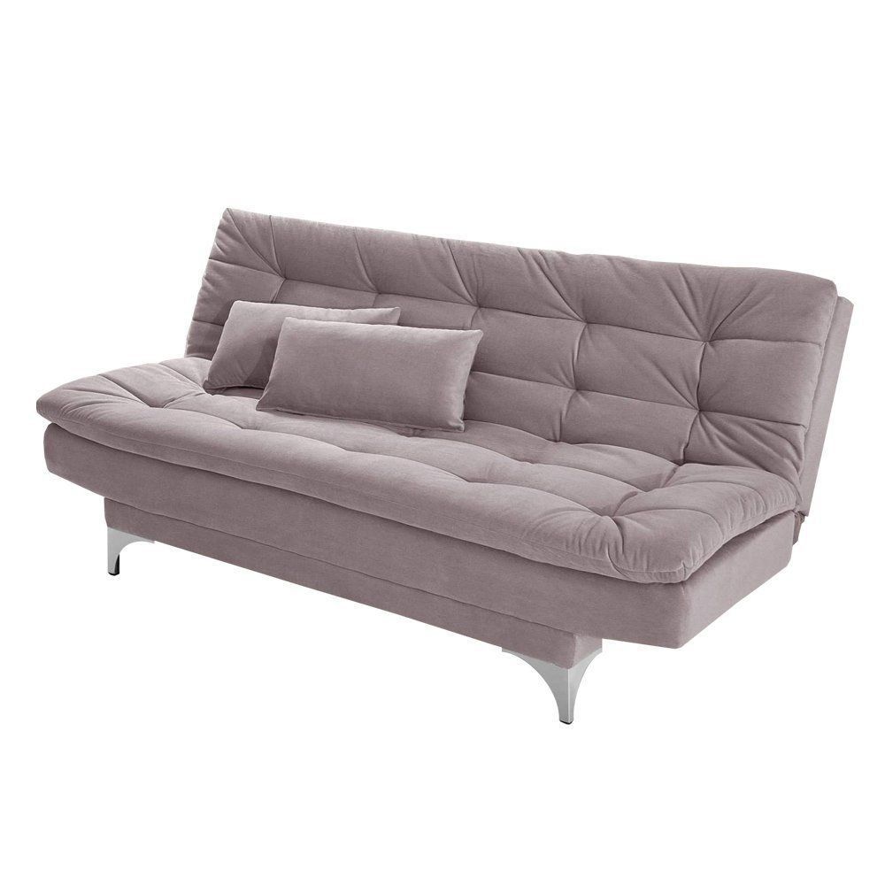 Sofá Cama 3 Lugares Pratic Veludo Liso Marrom Claro - Império Estofados 