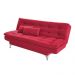 Sofá Cama 3 Lugares Pratic Veludo Liso Vermelho - Império Estofados 