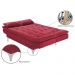 Sofá Cama 3 Lugares Pratic Veludo Liso Vermelho - Império Estofados 