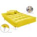 Sofá Cama 3 Lugares Versátil Veludo Liso Amarelo - Império Estofados 