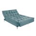 Sofá Cama 3 Lugares Versátil Veludo Liso Azul Turqueza - Império Estofados 