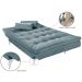 Sofá Cama 3 Lugares Versátil Veludo Liso Azul Turqueza - Império Estofados 