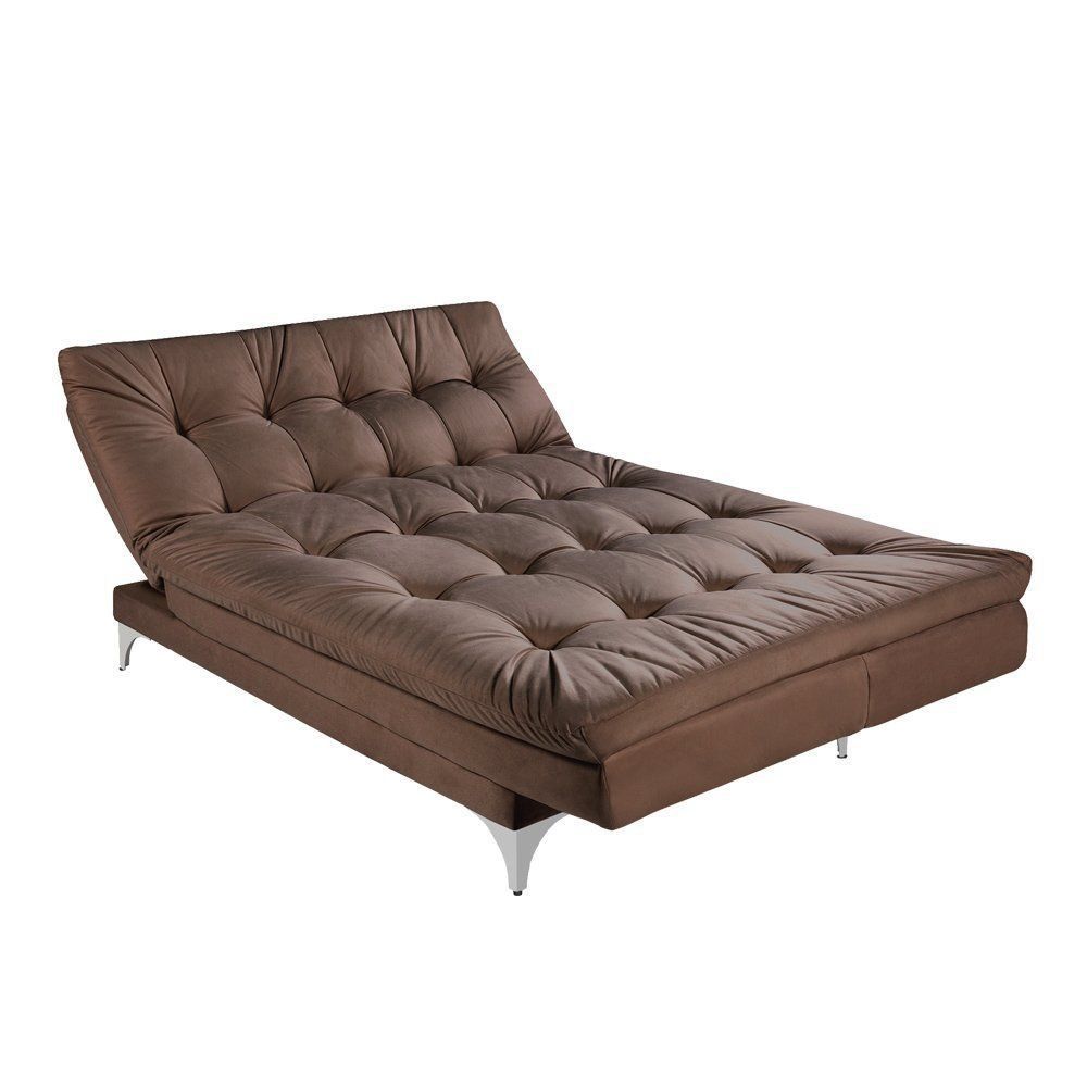 Sofá Cama 3 Lugares Versátil Veludo Liso Marrom - Império Estofados 