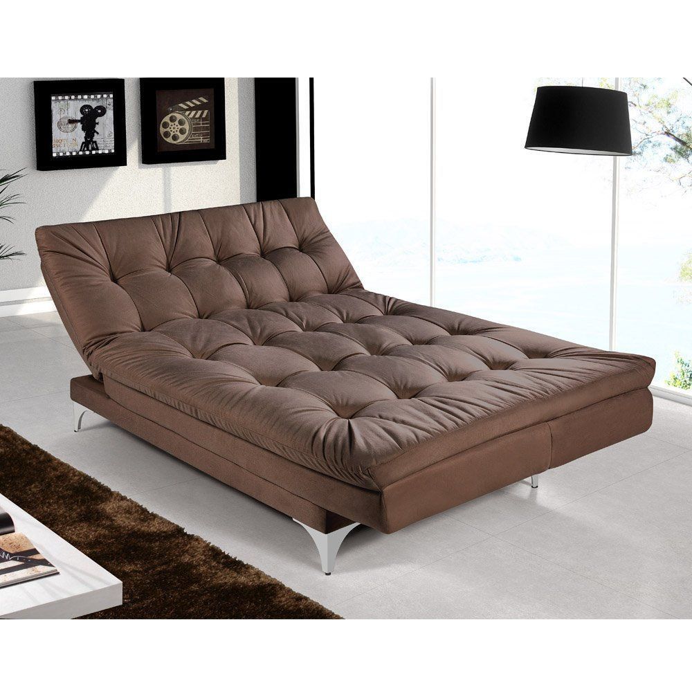 Sofá Cama 3 Lugares Versátil Veludo Liso Marrom - Império Estofados 
