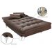 Sofá Cama 3 Lugares Versátil Veludo Liso Marrom - Império Estofados 