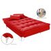 Sofá Cama 3 Lugares Versátil Veludo Liso Vermelho - Império Estofados 