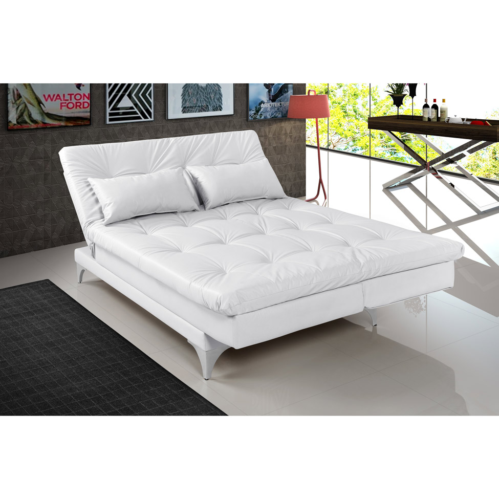 Sofá-Cama Casal 3 Lugares Versátil Branco