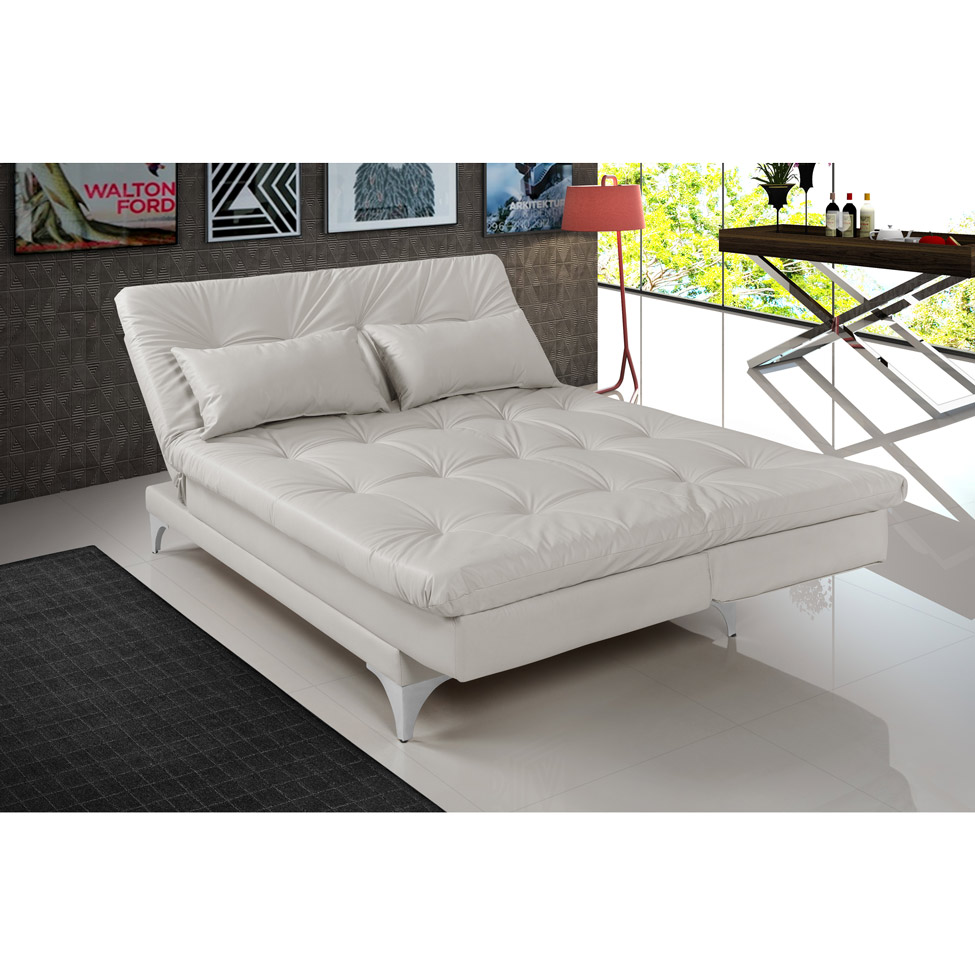Sofá-Cama Casal 3 Lugares Versátil Gelo
