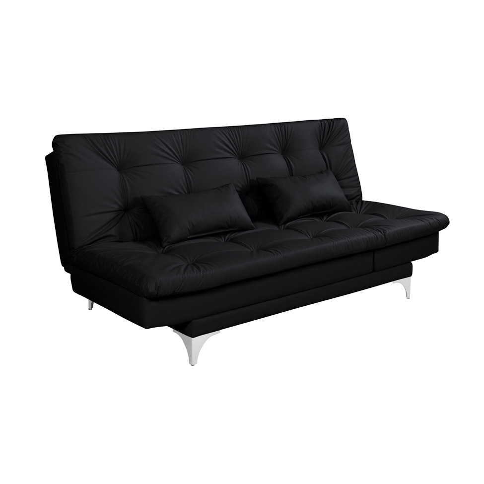 Sofá-Cama Casal 3 Lugares Versátil Preto