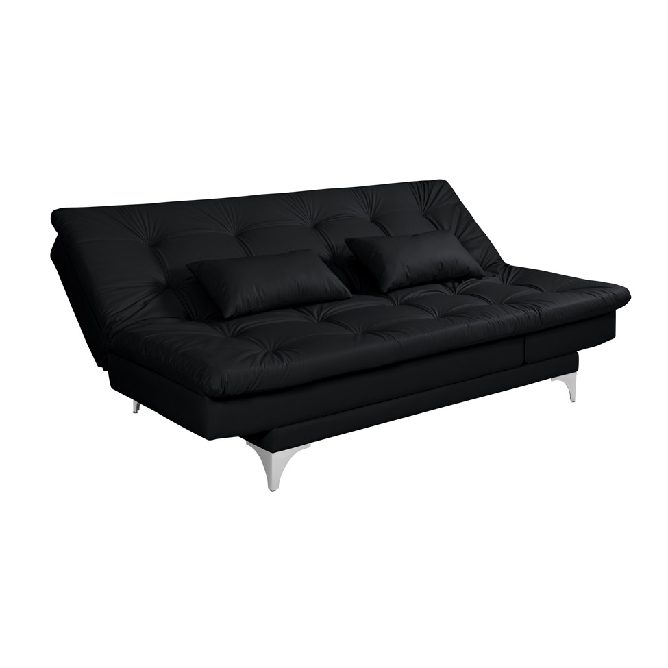 Sofá-Cama Casal 3 Lugares Versátil Preto