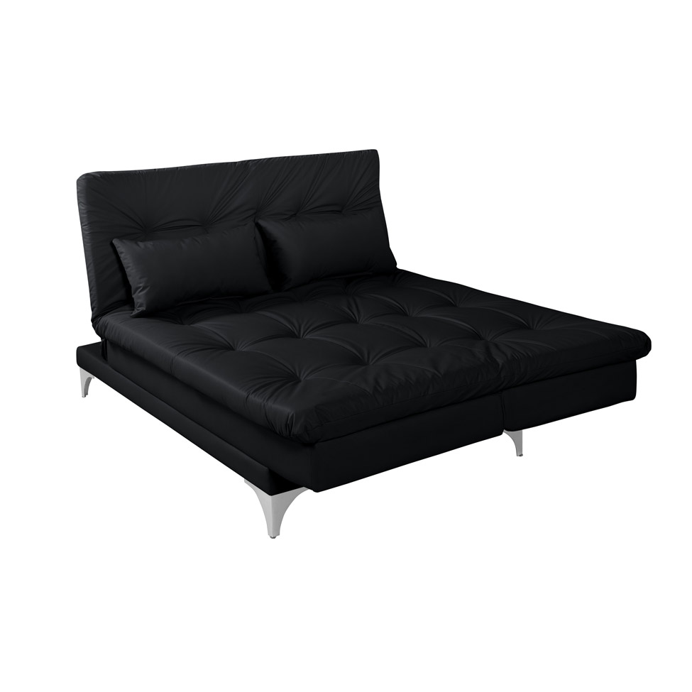 Sofá-Cama Casal 3 Lugares Versátil Preto