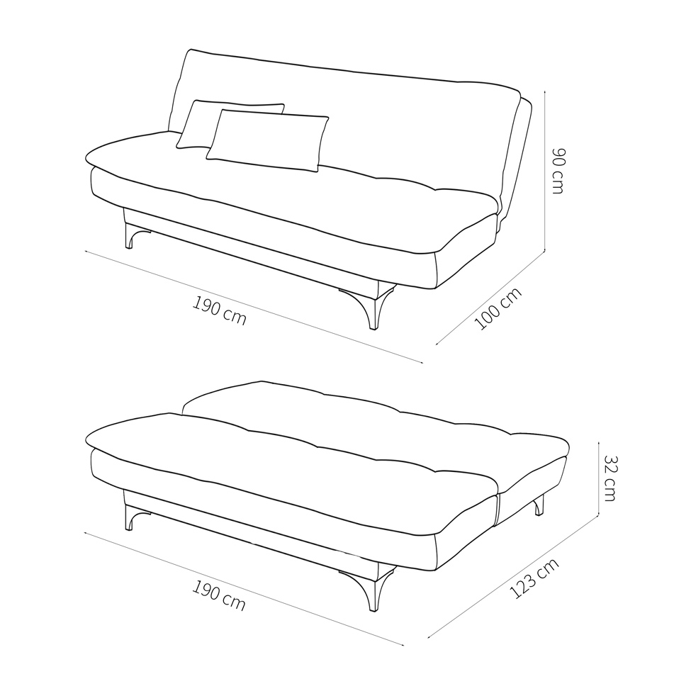 Sofá-Cama Casal 3 Lugares Versátil Tabaco