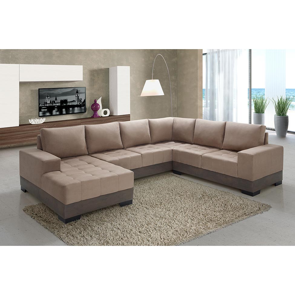 Sofá de Canto 2 Lugares com Chaise Esquerdo Patrícia Suede Chocolate
