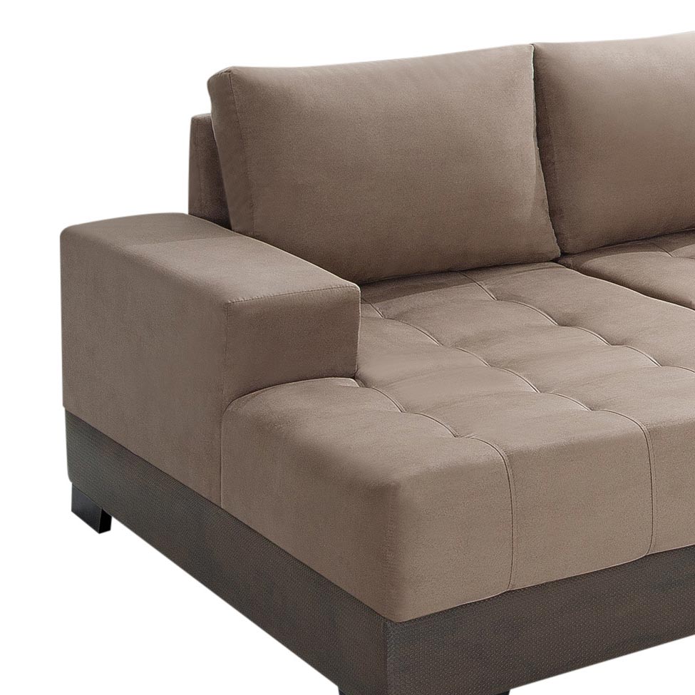 Sofá de Canto 2 Lugares com Chaise Esquerdo Patrícia Suede Chocolate