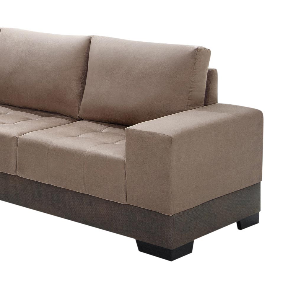 Sofá de Canto 2 Lugares com Chaise Esquerdo Patrícia Suede Chocolate