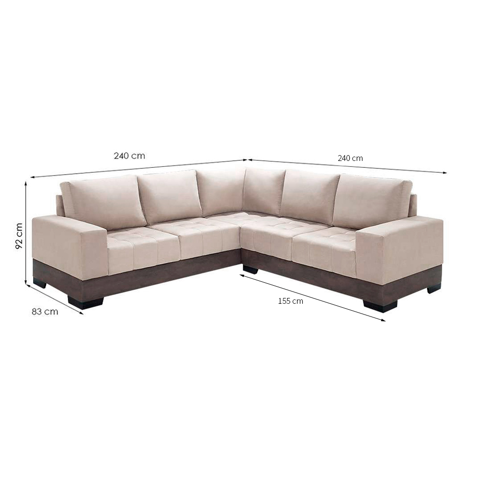 Sofá de Canto 4 Lugares Patrícia Suede Areia