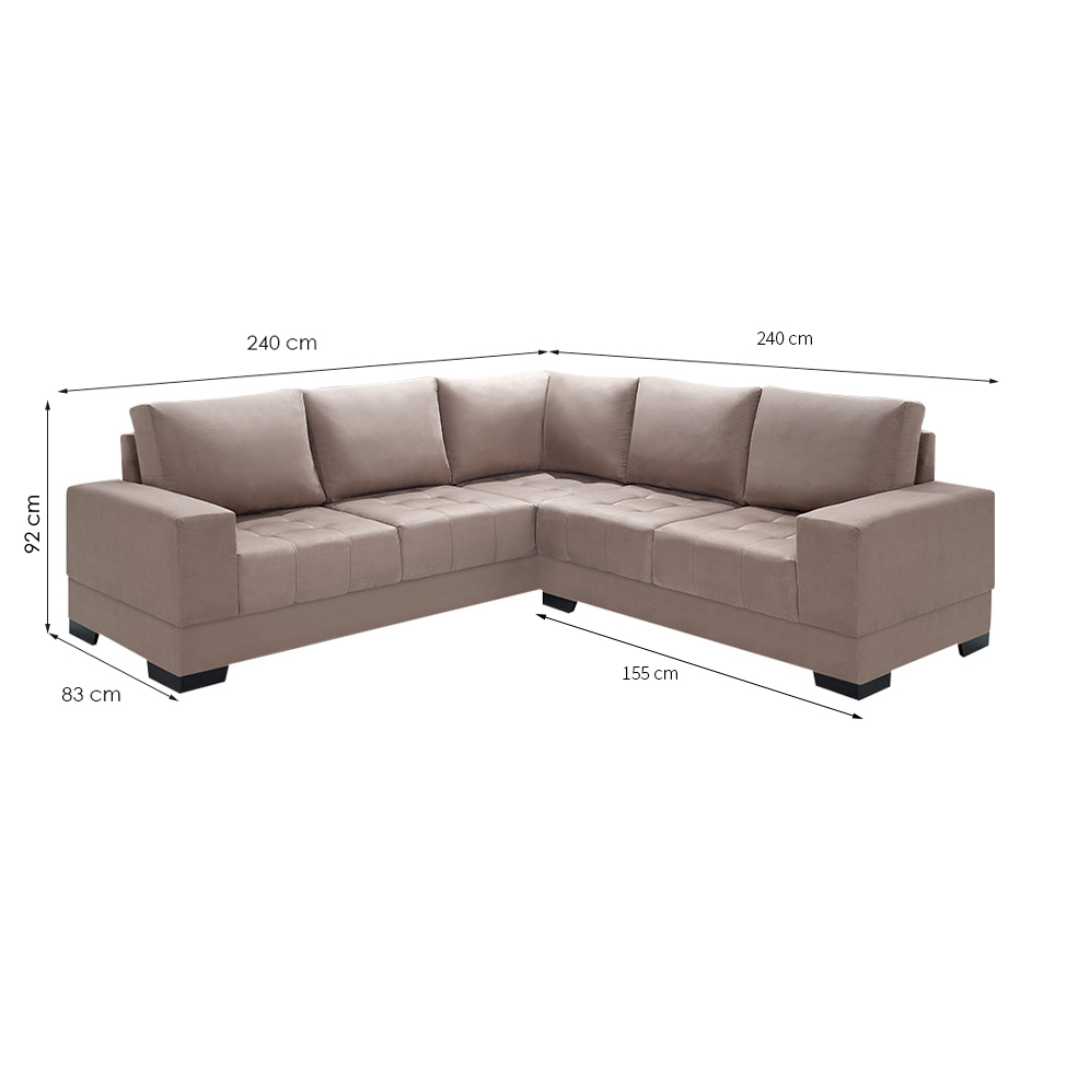 Sofá de Canto 4 Lugares Patrícia Suede Chocolate