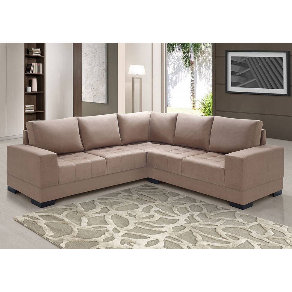 Sofá de Canto 4 Lugares Patrícia Suede Chocolate