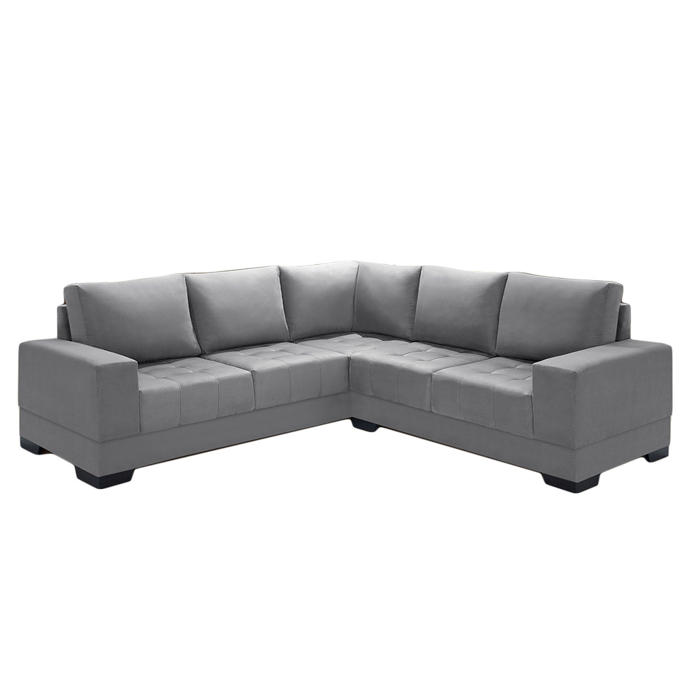 Sofá de Canto 4 Lugares Patrícia Suede Cinza