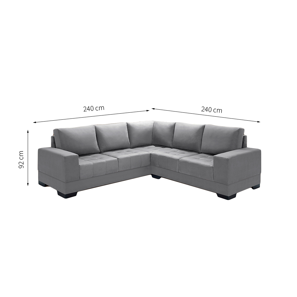 Sofá de Canto 4 Lugares Patrícia Suede Cinza
