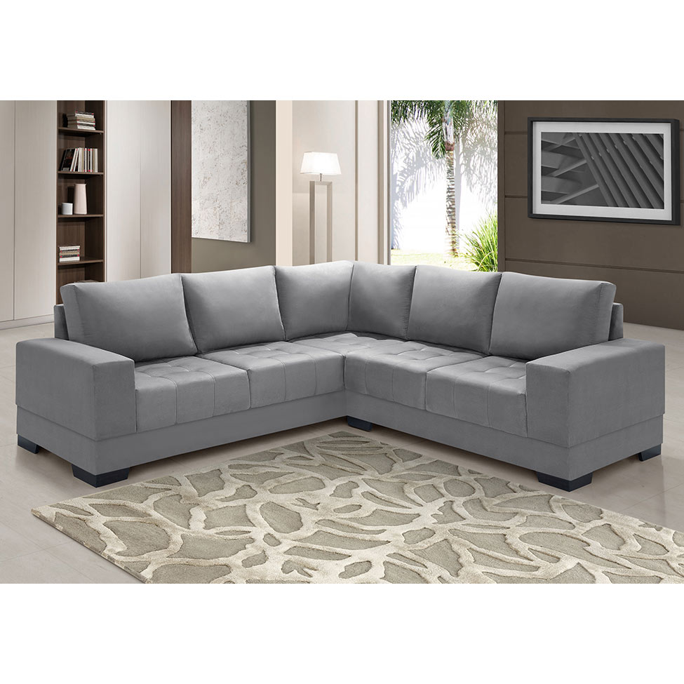 Sofá de Canto 4 Lugares Patrícia Suede Cinza