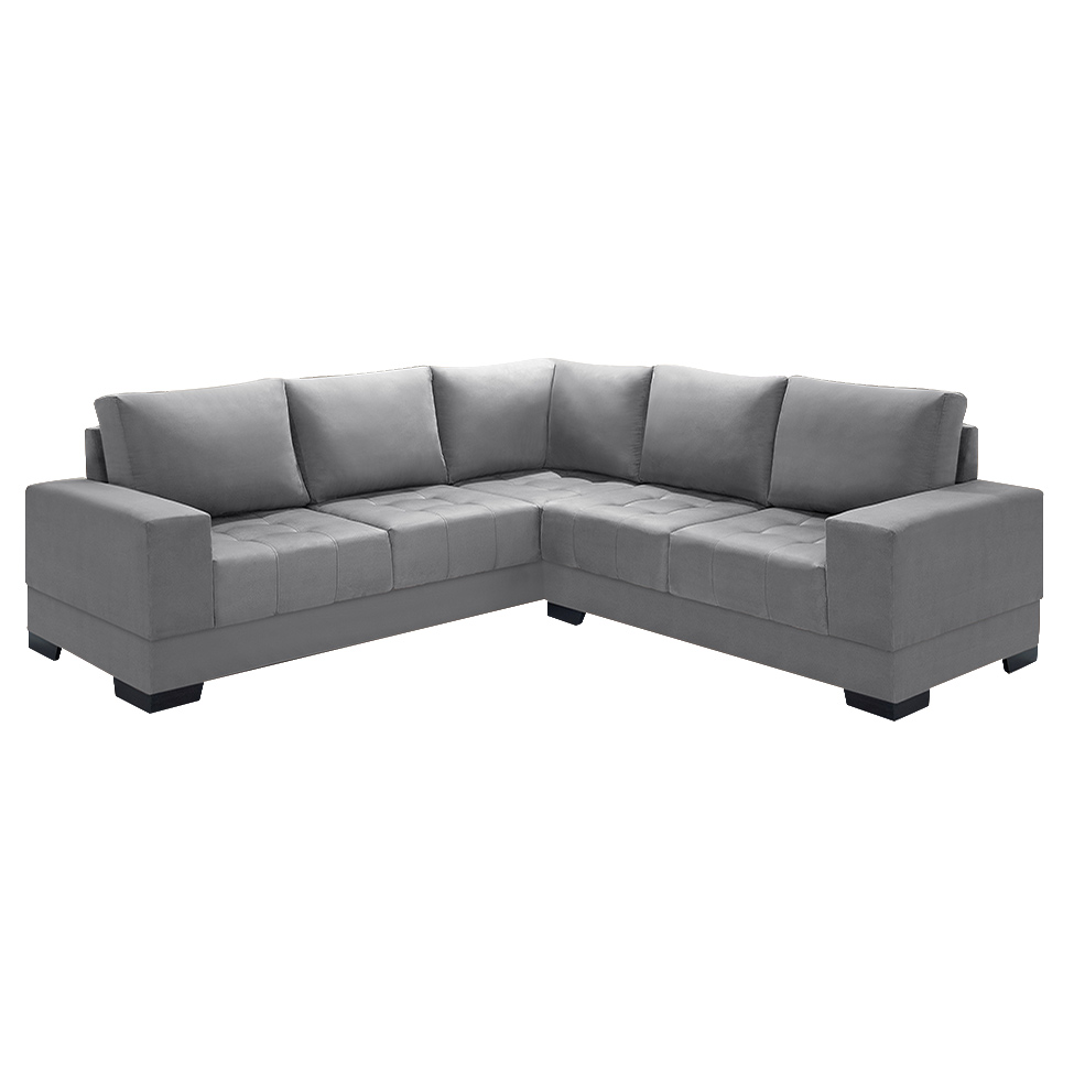 Sofá de Canto 4 Lugares Patrícia Suede Cinza