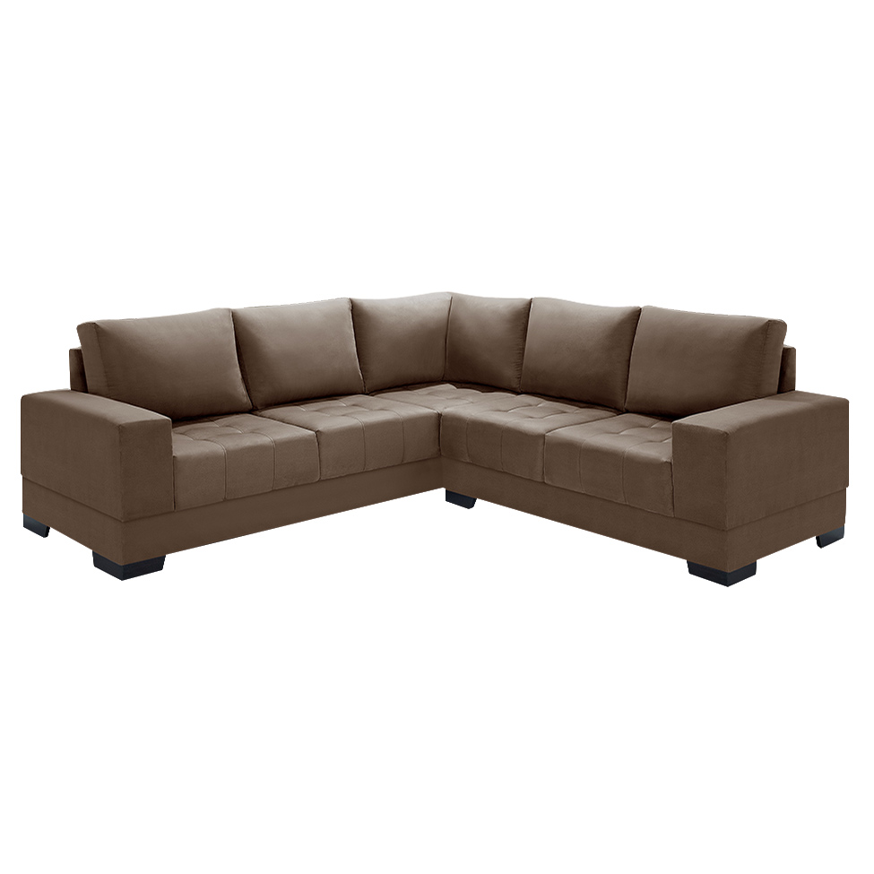 Sofá de Canto 4 Lugares Patrícia Suede Marrom