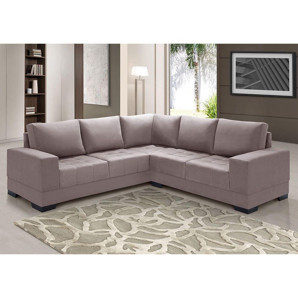 Sofá de Canto 4 Lugares Patrícia Suede Marrom Claro