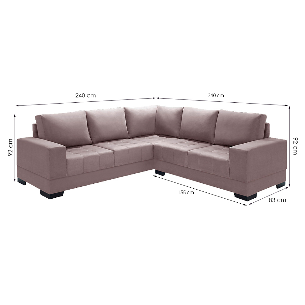 Sofá de Canto 4 Lugares Patrícia Suede Marrom Claro