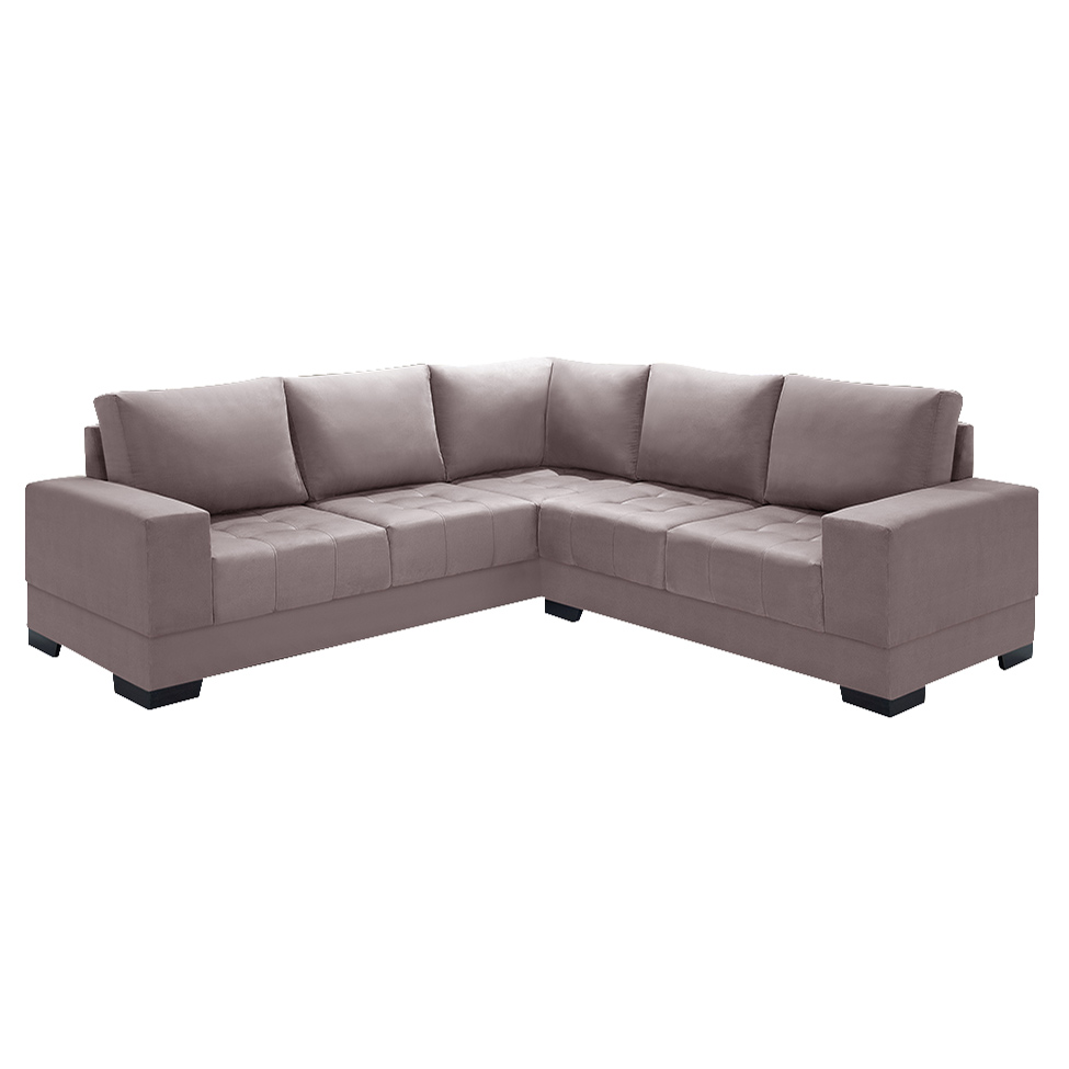 Sofá de Canto 4 Lugares Patrícia Suede Marrom Claro