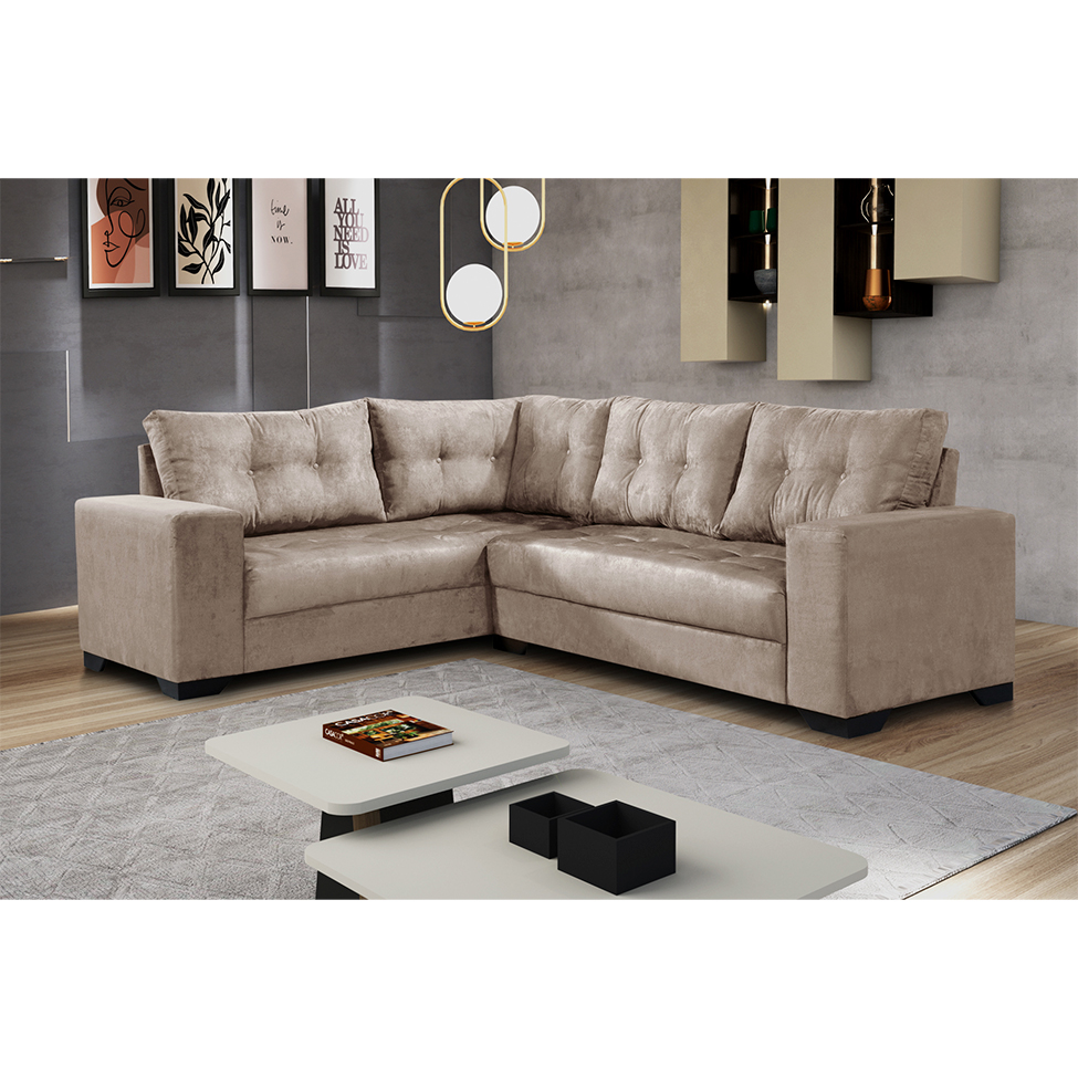 Sofá de Canto 5 Lugares Bia Suede Chocolate