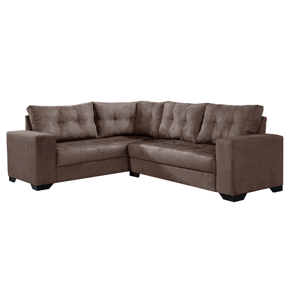 Sofá de Canto 5 Lugares Bia Suede Marrom