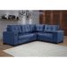 Sofá de Canto 5 Lugares Dijon com Entrada USB Suede Azul Marinho