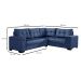 Sofá de Canto 5 Lugares Dijon com Entrada USB Suede Azul Marinho