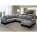 Sofá de Canto 5 Lugares com Chaise Direito Patrícia Suede Cinza e Preto