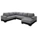 Sofá de Canto 5 Lugares com Chaise Direito Patrícia Suede Cinza e Preto