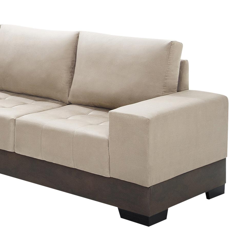 Sofá de Canto 5 Lugares com Chaise Esquerdo Patrícia Suede Areia