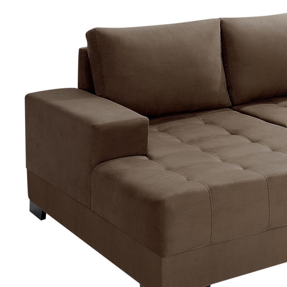 Sofá de Canto 5 Lugares com Chaise Esquerdo Patrícia Suede Marrom