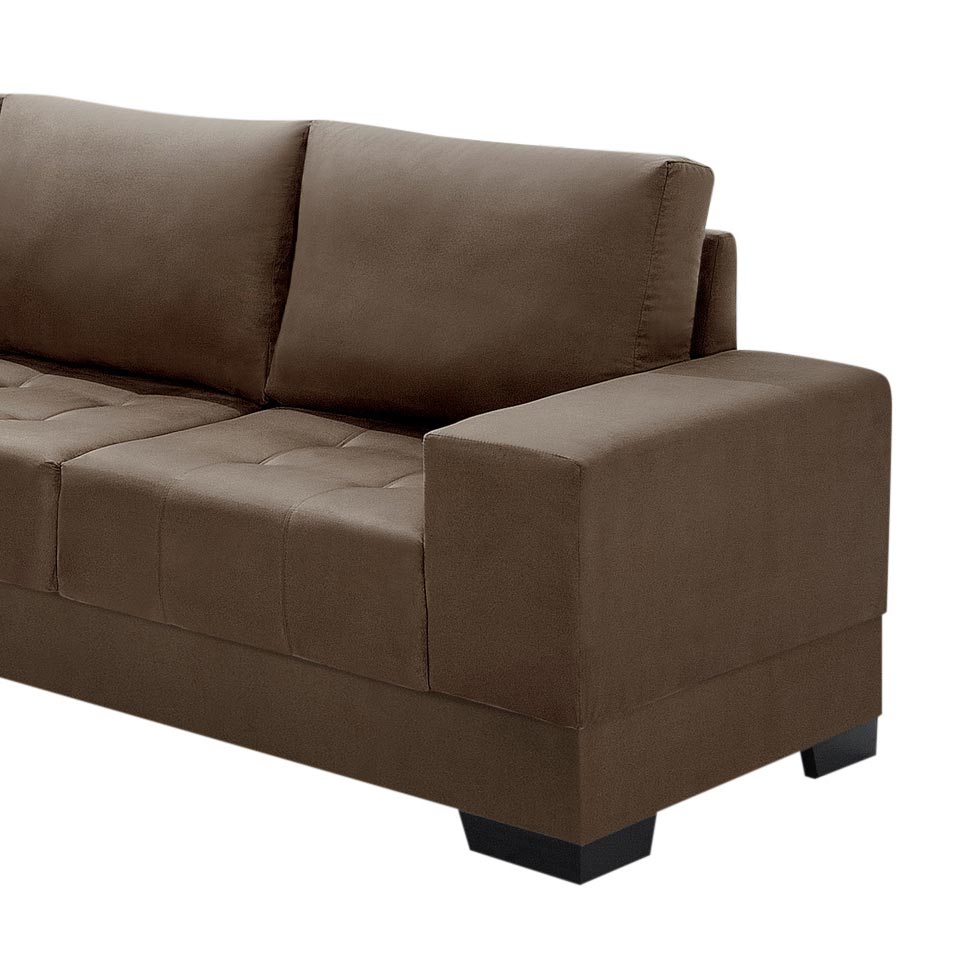 Sofá de Canto 5 Lugares com Chaise Esquerdo Patrícia Suede Marrom