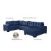 Sofá de Canto 6 Lugares Bia com Chaise Direito Suede Azul Marinho