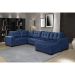 Sofá de Canto 6 Lugares Bia com Chaise Direito Suede Azul Marinho