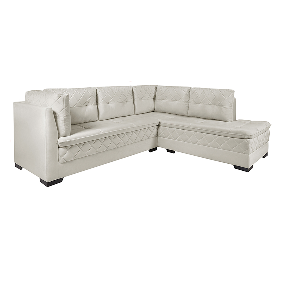 Sofá de Canto 6 Lugares Canadá Suede Aveludado Gelo