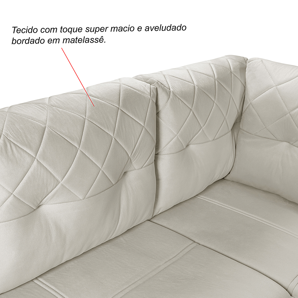 Sofá de Canto 6 Lugares Canadá Suede Aveludado Gelo