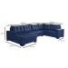 Sofá de Canto 6 Lugares Dijon com Chaise Esquerdo e Entrada USB Suede Azul Marinho